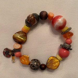 Stretch Bracelet with variety of stones, balls & gems